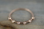 14kt Rose Gold Diamond Vine Large Ring Vintage Design Milgrain Bezel Band