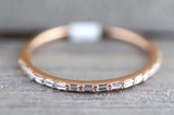 Gold Dainty Thin Baguette Rectangle Diamond Band 1mm B10018