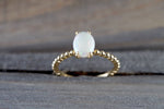 14k Gold Fire Opal Oval Bead Ring