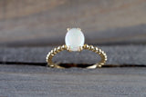 14k Gold Fire Opal Oval Bead Ring