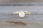 14k Gold Fire Opal Oval Bead Ring