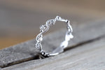 14kt White Gold Diamond Vine Large Ring Crown Vintage Design Rope Classic Milgrain Infinity Etching Bezel Eternity