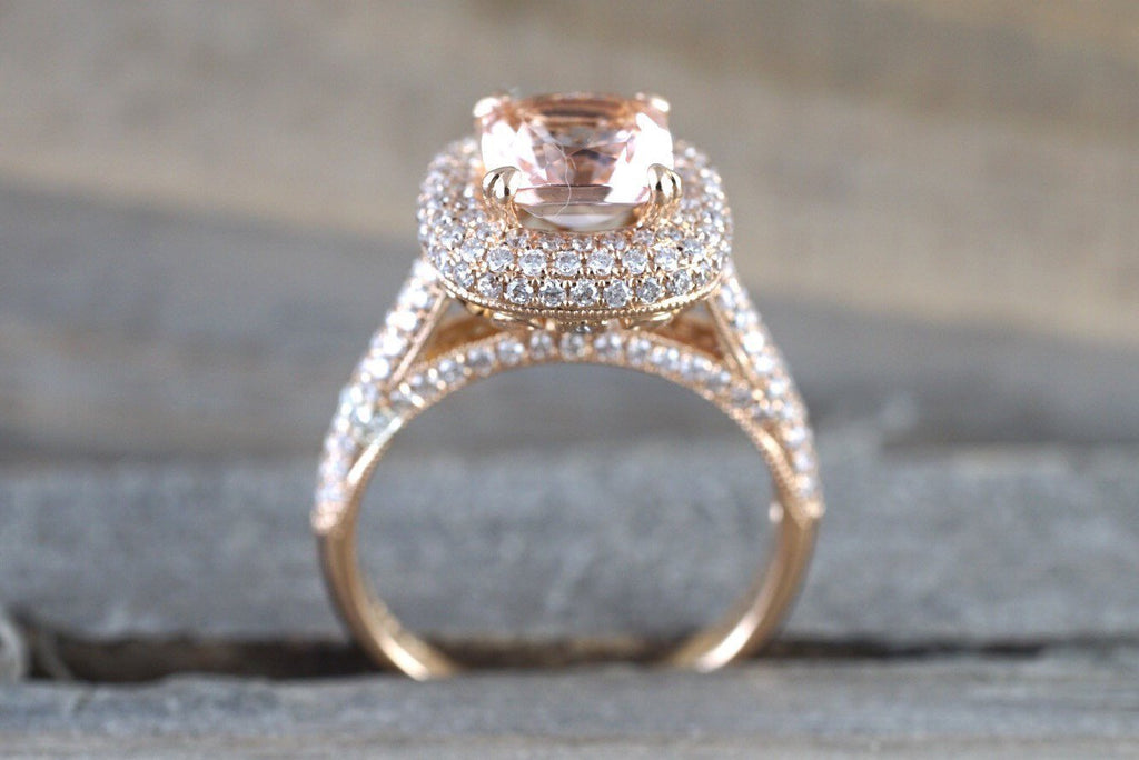 18k Rose Gold Custom Morganite And Diamond Engagement Ring #102933 -  Seattle Bellevue | Joseph Jewelry