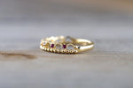 14kt Yellow Gold Red Ruby Ring Wide Vintage Antique Art Deco Crown Tiarra Crown Style Design