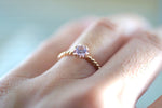 Melrose 14k Rose Gold Round Morganite Peach Pinkish Champagne Beige Diamond Halo Engagement Ring Crown Vintage Design 5mm Birthstone