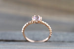 Melrose 14k Rose Gold Round Morganite Peach Pinkish Champagne Beige Diamond Halo Engagement Ring Crown Vintage Design 5mm Birthstone