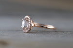 Gold Oval 8x6mm Morganite Diamond Halo Engagement Ring ASPER1430048