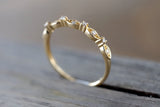 14K Yellow Gold Dainty Thin Stackable Diamond Vintage Classic Arch Shaped