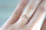 18k Rose Gold Diamond Infinity Intertwined Band Promise Ring Wedding Anniversary Stackable Fashion Eternal Love