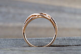 18k Rose Gold Diamond Infinity Intertwined Band Promise Ring Wedding Anniversary Stackable Fashion Eternal Love