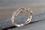 14k Rose Gold 3/4 Diamond Infinity Intertwined Twist Braid Band Promise Ring