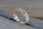 14k Rose Gold 3/4 Diamond Infinity Intertwined Twist Braid Band Promise Ring