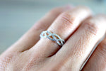 14k White Gold 3/4 Diamond Infinity Intertwined Braided Band Promise Ring Twist Wide Ring Anniversary Love
