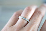 14k White Gold Round Diamond Vintage Milgrain Etch Etching Ring Antique Half Filigree Dainty Band Bezel