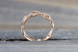 14k Rose Gold 3/4 Diamond Infinity Intertwined Twist Braid Band Promise Ring