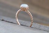 Melrose Fire Opal 14k Rose Gold Round Engagement Ring Wedding October Birthstone