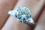 Gold 6 Prong Crown Moissanite Diamond Ring Art Deco M3082