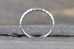 14k Solid White Gold Diamond Hammered Ring Band Matte Brushed