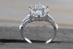 Gold 6 Prong Crown Moissanite Diamond Ring Art Deco M3082