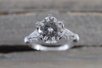 Gold 6 Prong Crown Moissanite Diamond Ring Art Deco M3082