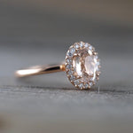 Gold Oval 8x6mm Morganite Diamond Halo Engagement Ring ASPER1430048