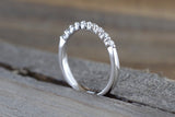 18k White Gold Diamond Stackable Band Engagement Promise Ring Love Bead Single Prong