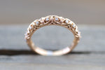 14kt Rose Gold Diamond Milgrain Etching Vintage Wedding Engagement Anniversary Band Ring