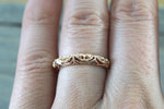 14kt Yellow Gold Diamond Milgrain Etching Vintage Wedding Engagement Anniversary Band Ring Filigree Vine