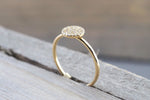 14k Solid Gold Disk Diamond Pave Circle Round Diamond Ring FR01003