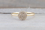 14k Solid Gold Disk Diamond Pave Circle Round Diamond Ring FR01003
