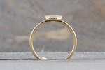 14k Solid Gold Disk Diamond Pave Circle Round Diamond Ring FR01003