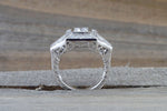 14k White Gold Diamond Vintage Milgrain Etch Etching Ring Antique Filigree Art Deco Design
