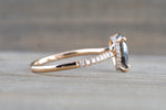 Ondrea 8x6mm Pear Moissanite Hidden Under Open Gallery Halo Diamond Engagement Ring M3094