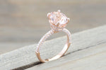 14k Rose Gold Oval Double Hidden Halo 3d Pave Diamonds
