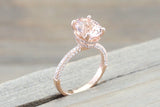14k Rose Gold Oval Double Hidden Halo 3d Pave Diamonds