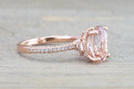 14k Rose Gold Oval Double Hidden Halo 3d Pave Diamonds