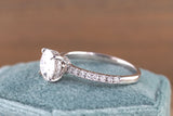 Engagement Ring 7mm round gold underhalo hidden diamond setting Moissanite Lab Grown