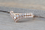 Diamond V Groove Tiara Crown Ring FR01013