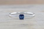 Square Blue Sapphire And Diamond Ring FR01007