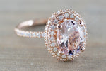 Penelope Oval Morganite Diamond Halo Ring