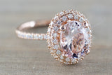 Penelope Oval Morganite Diamond Halo Ring
