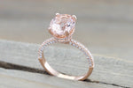 14k Rose Gold Oval Double Hidden Halo 3d Pave Diamonds