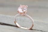 14k Rose Gold Oval Double Hidden Halo 3d Pave Diamonds