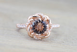 Rope Twist Halo Morganite Diamond Round