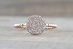 Large Gold Diamond Pave Disk Ball Bead Signet Ring FR01012