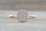 Large Gold Diamond Pave Disk Ball Bead Signet Ring FR01012