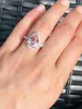Pear Morganite Diamond Halo Ring