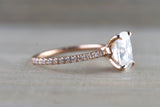 14k Gold Elongated Old Mine Cut Moissanite Diamond Ring Engagement M3096