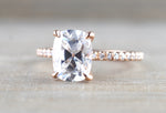 14k Gold Elongated Old Mine Cut Moissanite Diamond Ring Engagement M3096