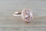 Penelope Oval Morganite Diamond Halo Ring
